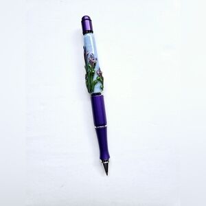 Purple floral glass bead pen